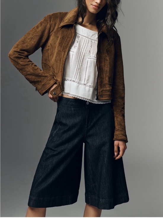 Anthropologie Pants - Anthropologie Women's dark wash wide leg denim culottes  size 29 nwt
